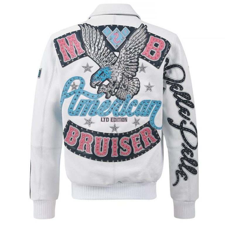 American Bruiser Pelle Pelle White Plush Leather Jacket
