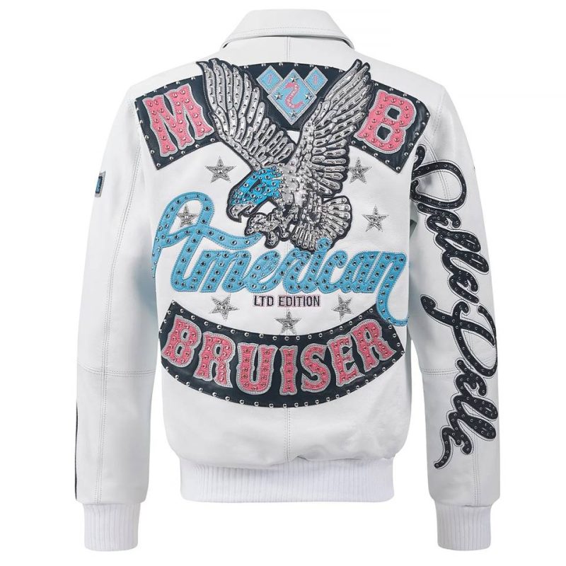 American Bruiser Pelle Pelle White Plush Leather Jacket