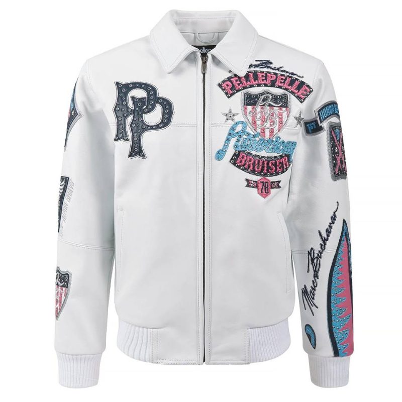 American Bruiser Pelle Pelle White Plush Jacket