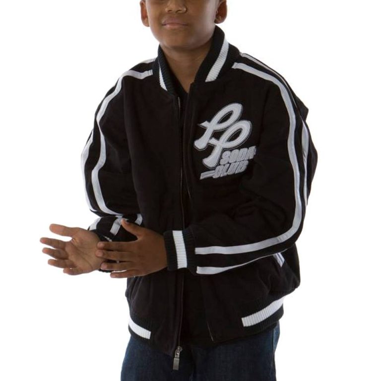 Authentic Pelle Pelle Kids Soda Club Black Varsity Jacket