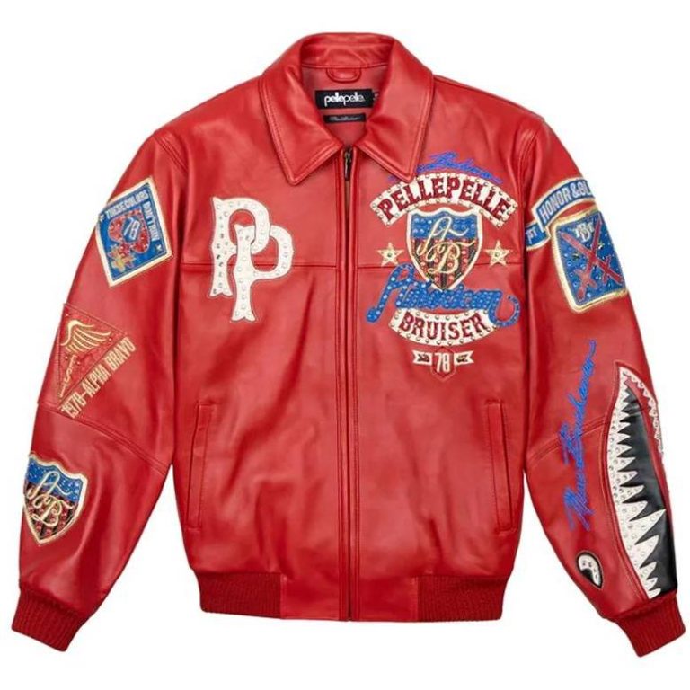 American Bruiser Pelle Pelle Red Men Jacket