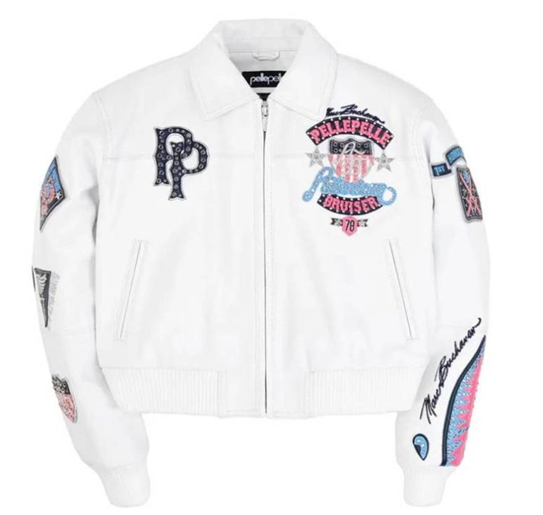 American Bruiser Pelle Pelle White Plush Women Crop Jacket