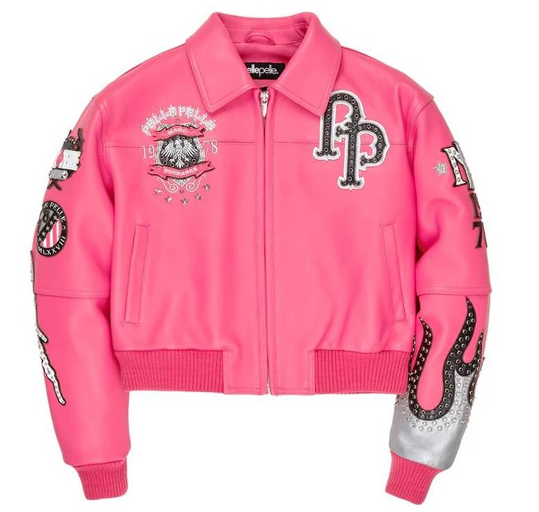 World Famous Pelle Pelle Pink Women Crop Jacket